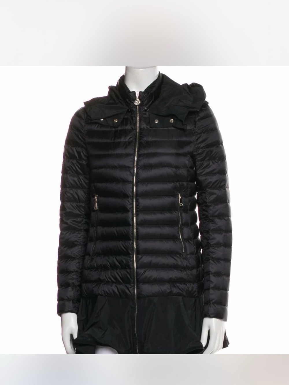 Moncler Black Quilted Hooded Puffer Coat